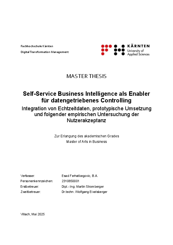 Esad Ferhatbegovic, MA mit ausgezeichneter Masterarbeit an der CU Hochschule Kärnten Master Thesis - Esad Ferhatbegovic, MA mit ausgezeichneter Masterarbeit an der CU Hochschule Kärnten