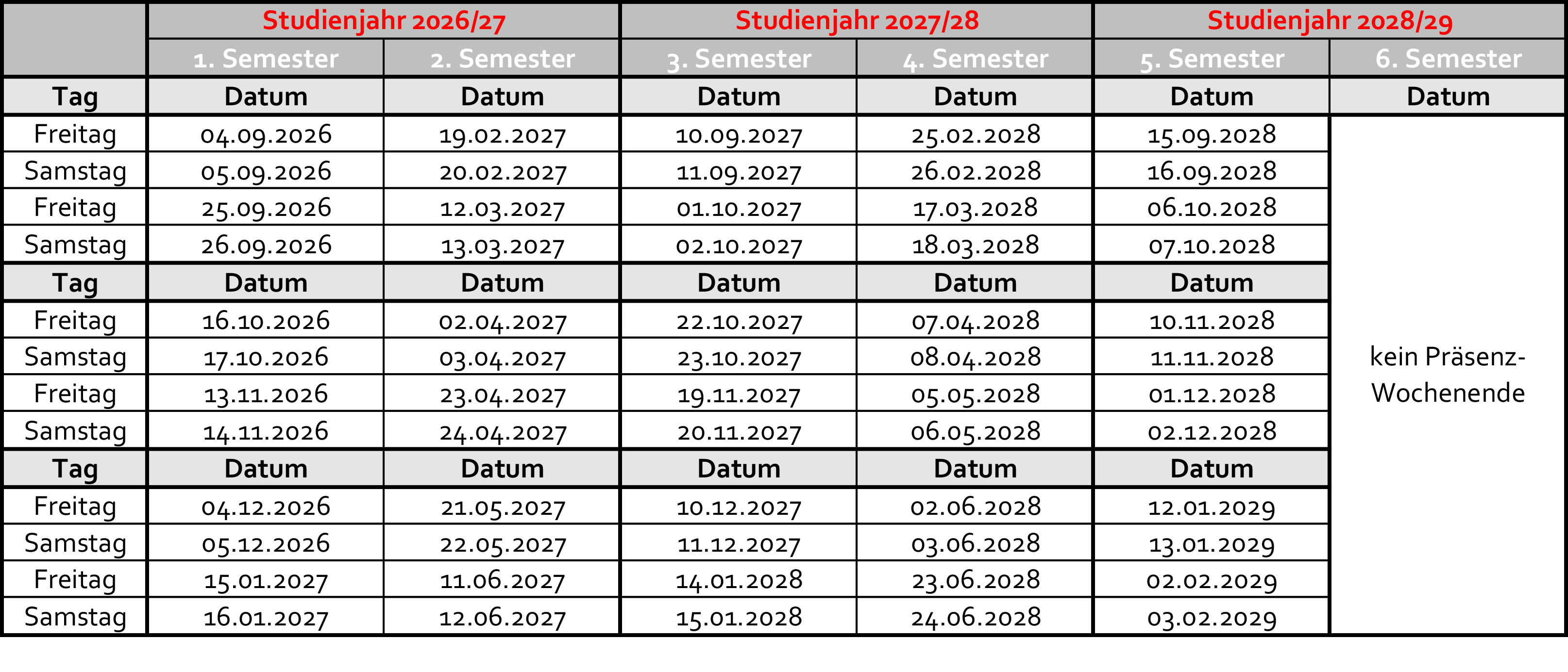 Präsenztermine Präsenztermine