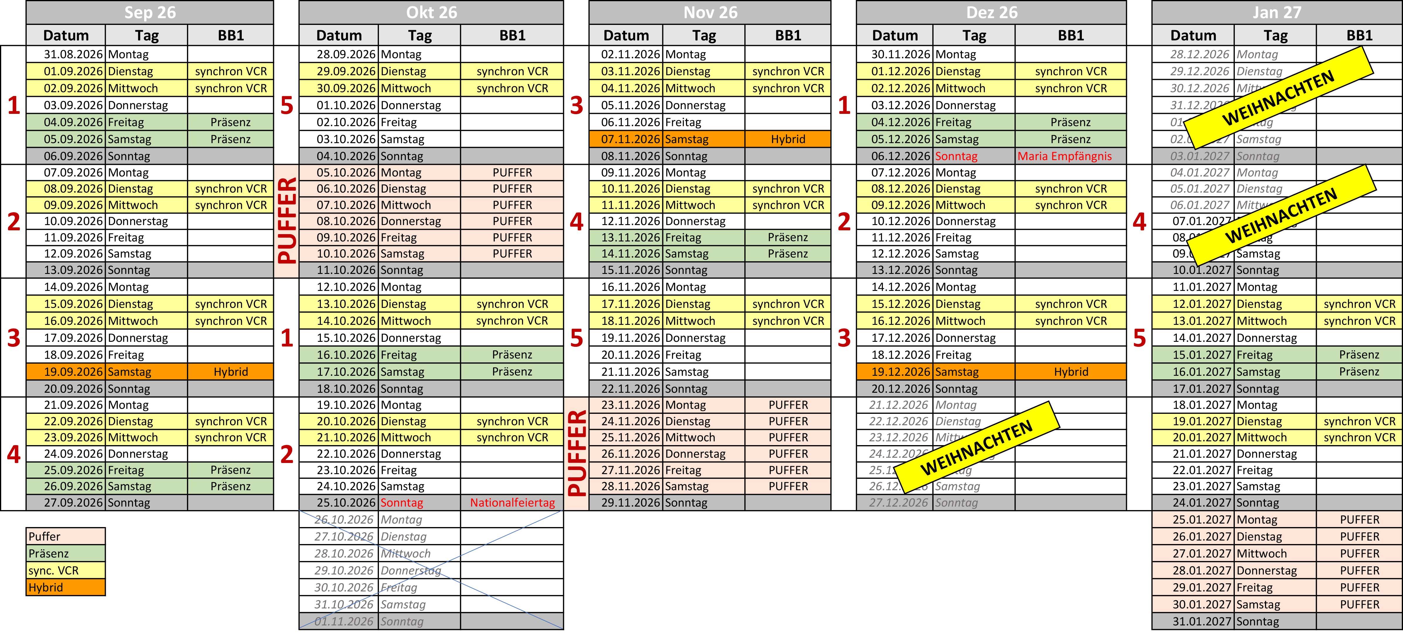 Wintersemester 26/27 Wintersemester 26/27
